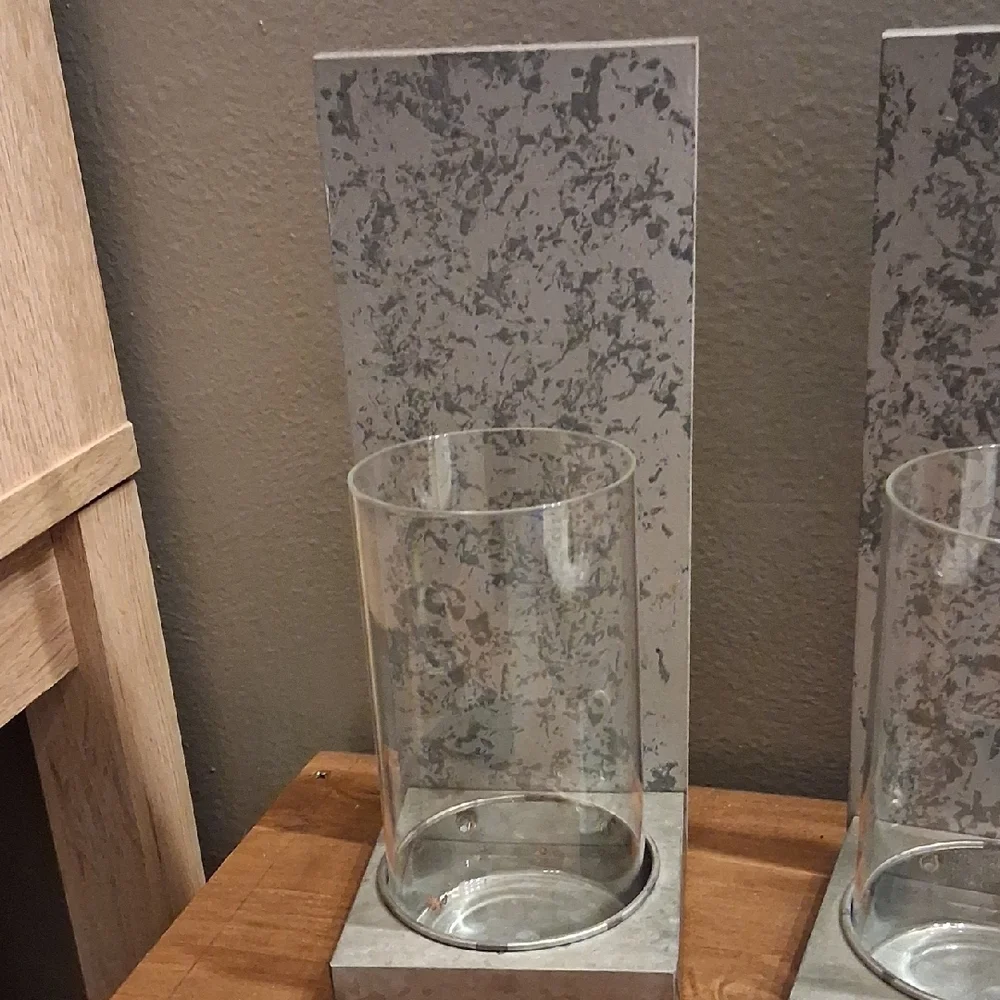 Pier 1 Imports Gray and Silver Candle Holders